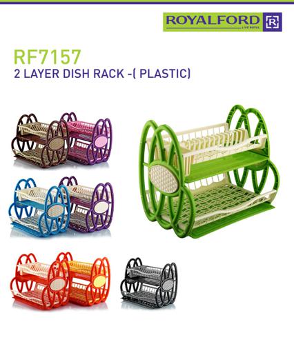 display image 9 for product Royalford 2 Tiered Kitchen Dish Drainer Drying Rack - Multi-Purpose Draining Board With Drip Tray