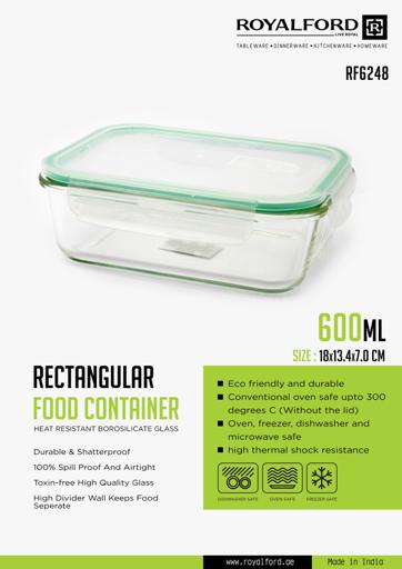 600ml Glass Meal Prep Container  Reusable, Airtight Food Storage