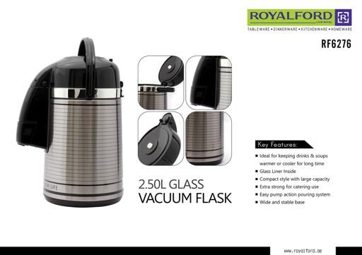 Vacuum Flask/2.5L/Glass/Ss Body