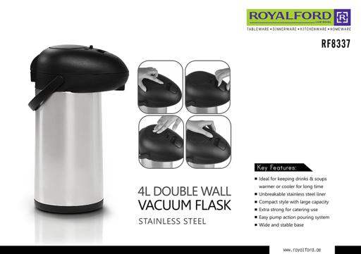 display image 14 for product Royalford 4.0L Double Wall Stainless Steel Airpot Flask