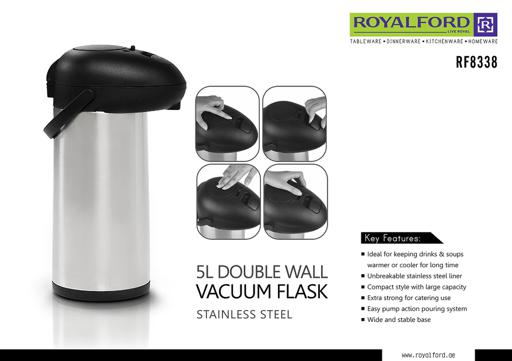 display image 15 for product Royalford 5.0L Double Wall Stainless Steel Airpot Flask