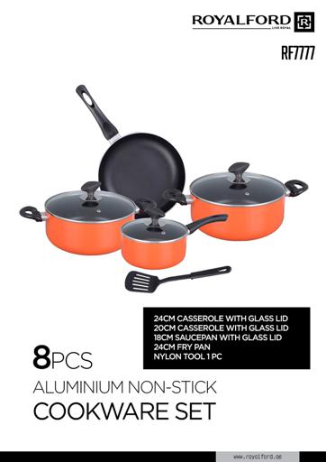 display image 4 for product Royalford Non-Stick Cookware Set, 8 Pcs