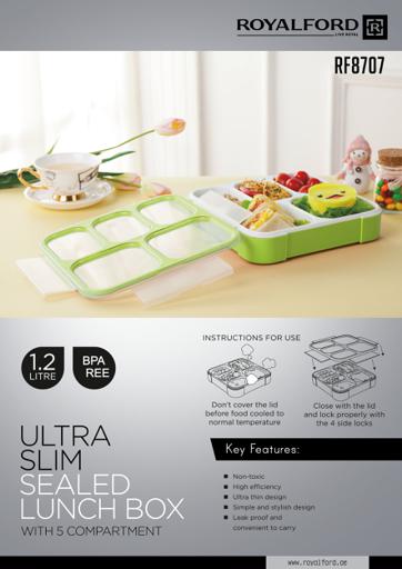 display image 1 for product Ultra-slim 5-compartment Lunch Box, 1.2L
