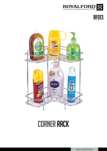 display image 7 for product Royalford 2 Tier Corner Rack - Rust Free Stainless Steel Shower Caddy Rack Bathroom Organizer Corner