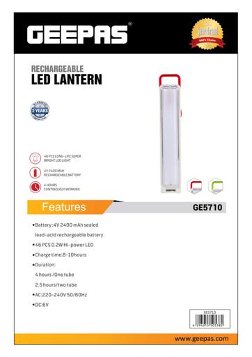 display image 7 for product Geepas Rechargeable LED Lantern - Emergency Lantern with Light Dimmer Function | 46 Super Bright LEDs | Very Suitable for Power Outages, & Camping