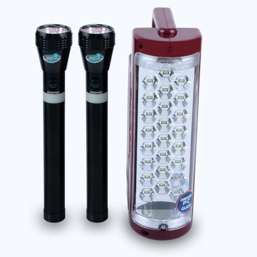 display image 5 for product Geepas Rechargeable LED Lantern & 2Pcs Torch |Emergency Lantern with Light Dimmer Function | 24 Pcs Super Bright LEDs|Ideal for Outings, Trekking, Campaigning and more