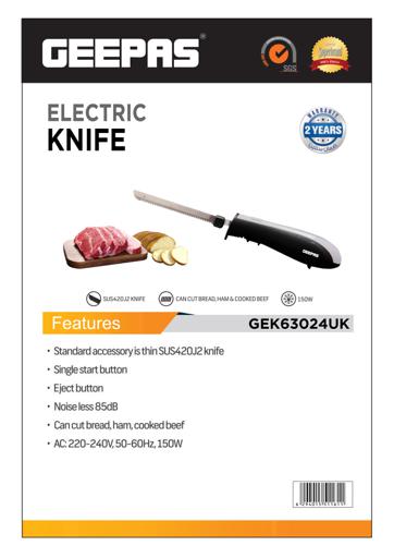 display image 6 for product Geepas 150W Electric Knife - Serrated Carving Knife - Can Cut Turkey, Meat, Bread, Vegetables