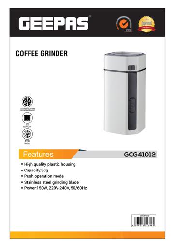 display image 7 for product Geepas Electric Coffee Grinder - 150W Motor with Overheat Protection - Durable Stainless Steel Blades, 50g Capacity - Perfect for Grinding | 2 Year Warranty