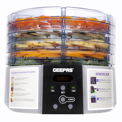 display image 3 for product Geepas 520W Digital Food Dehydrator - 5 Large Trays, Adjustable Temperature & 1-48 Hours Timer | Ideal for Fruit, Healthy Snacks, Vegetables, Meats & Chili
