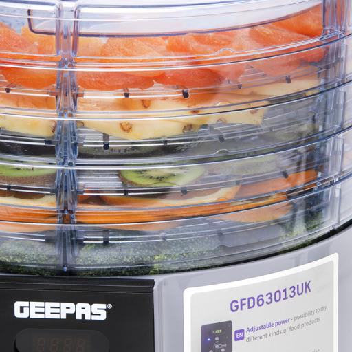 display image 4 for product Geepas 520W Digital Food Dehydrator - 5 Large Trays, Adjustable Temperature & 1-48 Hours Timer | Ideal for Fruit, Healthy Snacks, Vegetables, Meats & Chili