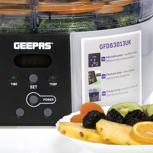 display image 5 for product Geepas 520W Digital Food Dehydrator - 5 Large Trays, Adjustable Temperature & 1-48 Hours Timer | Ideal for Fruit, Healthy Snacks, Vegetables, Meats & Chili