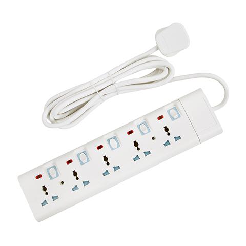 display image 5 for product Geepas 5 Way Extension Socket 13A – 4 Power Switches with Led Indicators | Extra Long 3m Cord with Over Current Protected | Ideal for All Electronic Devices