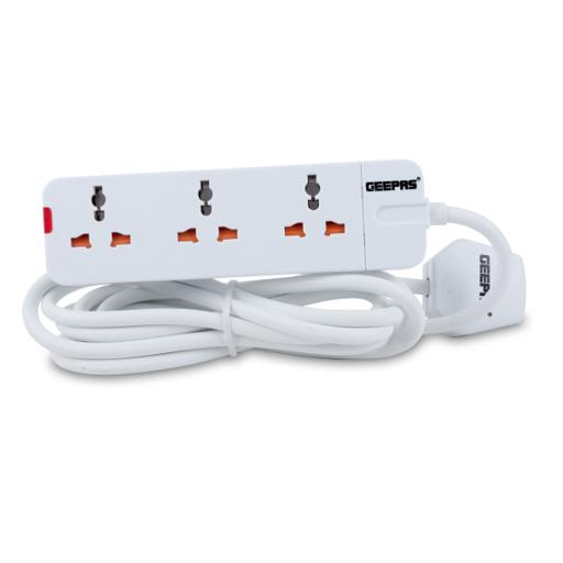 Geepas 3 Way Extension Socket 13A - Charge Multiple Devices with Child Safe, Extra Long Cord & Over Current Protected | Ideal For All Electronic Devices hero image