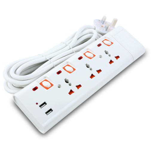 display image 4 for product Extension Socket, 3 Ways, 5m Cord Length, GES5803 | Power Extension Socket | Multi Plug Power Cable | High Quality, Heavy Duty Power Switch