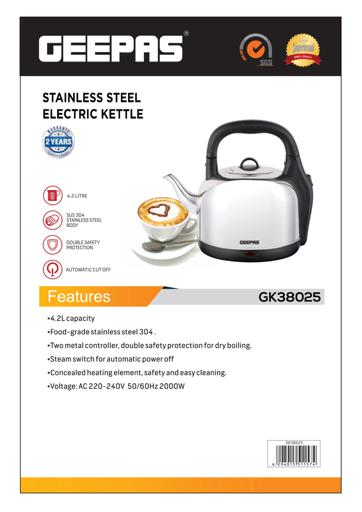 display image 10 for product Geepas Stainless Steel Electric Kettle, 4.2L