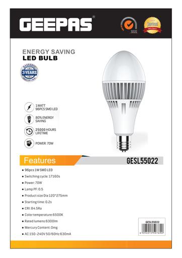 display image 4 for product Geepas Energy Daving Led Bulb - 96Pcs Smd Led, 6300Lm Brightness
