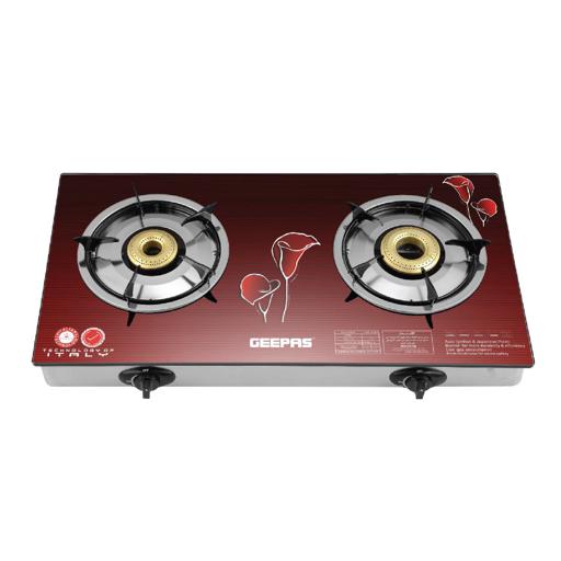 display image 0 for product Geepas GK5602 2-Burner Gas Hob - Glass Cooktop, Auto Ignition, with Energy Efficient Burners & Tough Steel Frame|Perfect for All Kitchens |2 Years Warranty