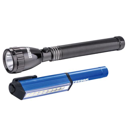 display image 4 for product Geepas 2-in-1 Rechargeable Flashlight 236mm - Rechargeable Battery up to 1500 Times with Waterproof Body | Ideal for Camping, Trekking, Cycling & Night Outings