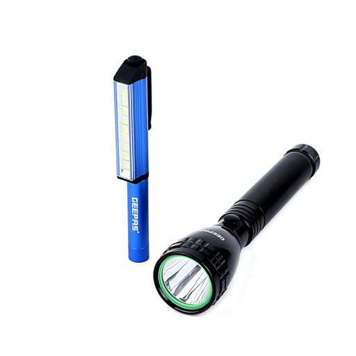 display image 5 for product Geepas 2-in-1 Rechargeable Flashlight 236mm - Rechargeable Battery up to 1500 Times with Waterproof Body | Ideal for Camping, Trekking, Cycling & Night Outings