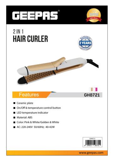 display image 4 for product Geepas Hair Curler With Ceramic Plate - On/Off Temperature Control With Led, Quick Heating