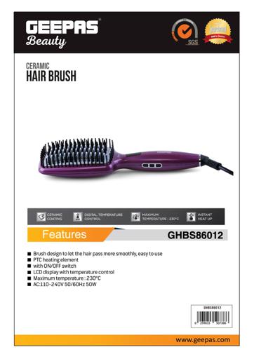 display image 17 for product Geepas Ceramic Hair Brush 50W - Digital Temperature Control with Instant Heat Up to 230°C |Fine Bristle for Hair Care | Easy to Clean |Ideal for Short & Long Hairs