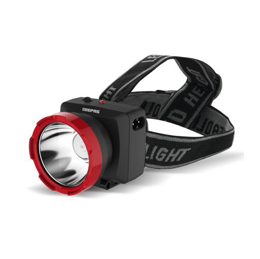 Geepas GHL5574 Rechargeable LED Head Torch - Super Bright Led 3W, Rechargeable Battery 900mAh | Perfect Construction Site, Campaigning, Hiking, Climbing  hero image