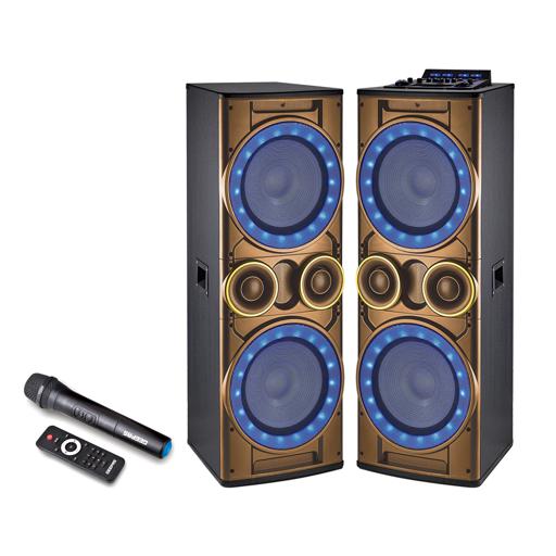 Geepas GMS8518 2.1CH Professional Speaker - Wireless Microphones, 6 Band Graphic Equalizer Bluetooth | Portable Speaker |Trolley Handle, USB & Auxiliary Inputs hero image