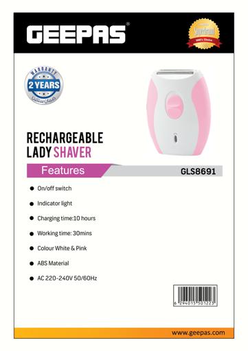 display image 11 for product Geepas GLS8691 Lady Shaver - Rechargeable Portable Hair Remover Electric Trimmer Epilator for Face, Eyebrow, Legs Bikini Line Ladies Shaver- Wet & Dry Use