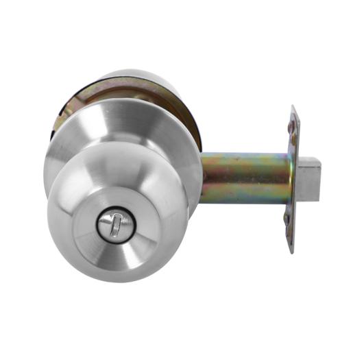display image 1 for product Geepas GHW65027 Stainless Steel Cylindrical Lock - Security Lock | 53 mm 304 Stainless Steel Knobs with Latch Bolt, Stricker & Screws with Keyless Operation 
