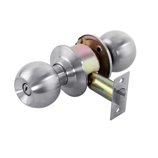 display image 2 for product Geepas GHW65027 Stainless Steel Cylindrical Lock - Security Lock | 53 mm 304 Stainless Steel Knobs with Latch Bolt, Stricker & Screws with Keyless Operation 