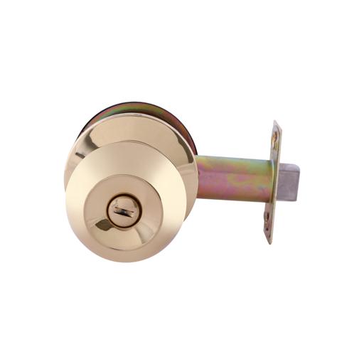 display image 1 for product Geepas Stainless Steel Cylindrical Lock Gold Plated - Security Lock | 53mm 304 Stainless Steel Knobs with Latch Bolt, Stricker & Screws with Key Operation 