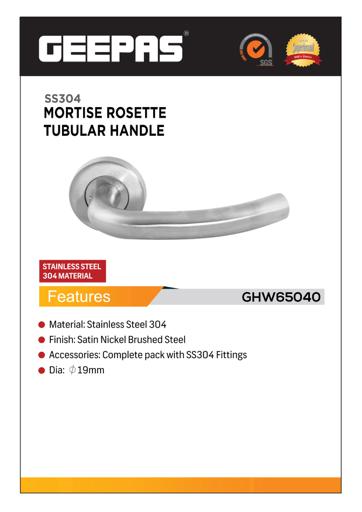 display image 4 for product Geepas GHW65040 Rosette Tubular Handle - Firm Grasp | Rotate Door Lock |304 Stainless Steel | Premium Quality for Internal Doors | Satin Nickel Finish