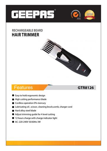 display image 7 for product Geepas Rechargeable Hair Trimmer - 4 Level Setting Precise Beard Styler With Hard Alloy Steel