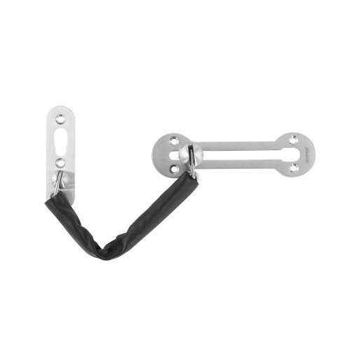 display image 1 for product Geepas GHW65052 Door Chain – Stainless Steel Latch Gate, Door Lock with Anti-Theft Chain & Leather Cover | Child Safe | Ideal for Home, Office Front Door