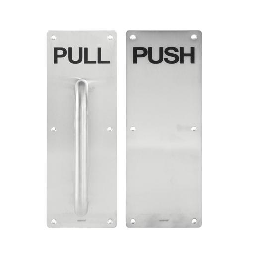 display image 1 for product Push And Pull Handle Plates - Door Grab Pull Handle 304 Stainless Steel Pull and Push Plate Door Knob for Kitchen Restaurant Bar Office & More