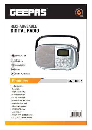 display image 8 for product Geepas Rechargeable Radio - Fm/Am Radio With 2 Headphone Socket