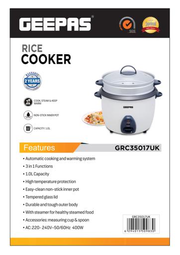 1.0 Ltr. Non Stick Rice Cooker with Glass Lid