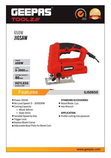 display image 6 for product Geepas Jigsaw 80 Mm 650W