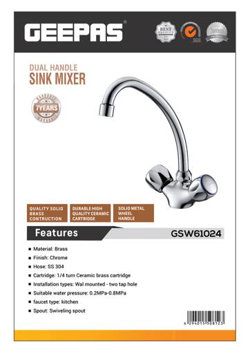 display image 5 for product Geepas Centre Hole Basin Mixer Made Of Strong And Durable Solid Brass, Square Bathroom Taps