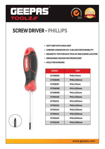 display image 4 for product Geepas Precision Screwdriver - Phillips Screwdriver With Soft Grip Rubber Insulated Ergonomic Handle