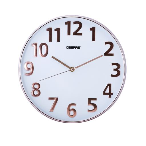 Geepas Wall Clock 3D Rose Gold Numbers - Silent Non-Ticking, Round Decorative Wall Clock hero image