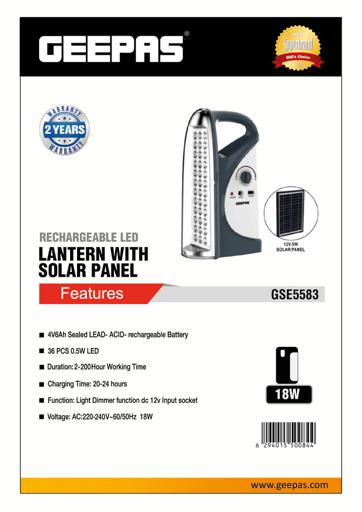 display image 7 for product Geepas GSE5583 36-Pcs Rechargeable Solar LED Lantern with USB Mobile Charging Output - Mega Luminous Lantern | Ideal for Power Outages Emergencies Household Use