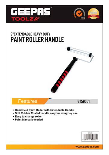display image 2 for product Geepas 9 Inch Heavy Duty Paint Roller With Extendable Handle - Soft Padded Grip
