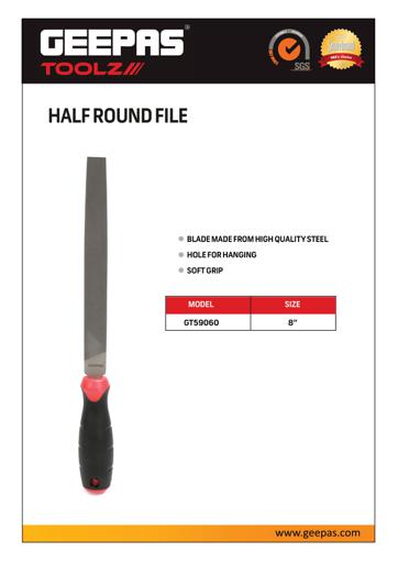 display image 6 for product Geepas 8" Inch Half Round File - Cut Mill File With High-Quality Steel, Ergonomic Grip