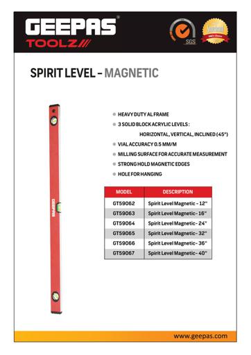display image 4 for product Geepas 12'' Spirit Level - Small, Unbreakable Heavy-Duty Magnetic Torpedo Level With 3 Level Bubbles