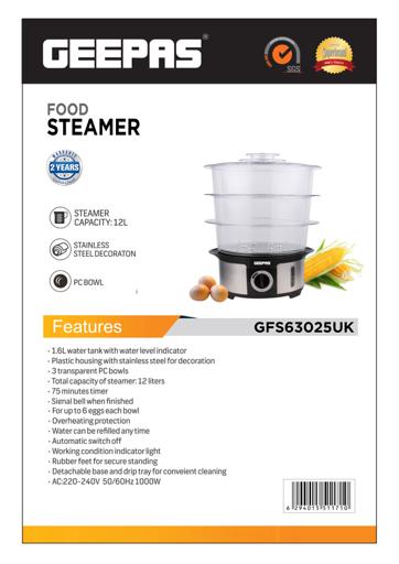 display image 7 for product Food Steamer - 12L | Geepas 1000W Electric Steamer 