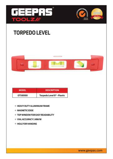display image 5 for product Geepas 9'' Spirit Level - Small, Plastic Heavy-Duty Magnetic Torpedo Level With 3 Level Bubbles