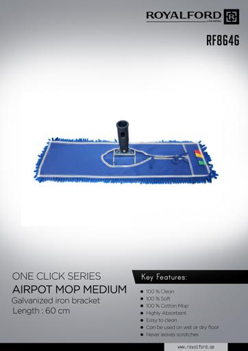 display image 1 for product Royalford Airport Mop Medium With Telsco Handle - Dust Mop, Cotton Mops For Floor Cleaning