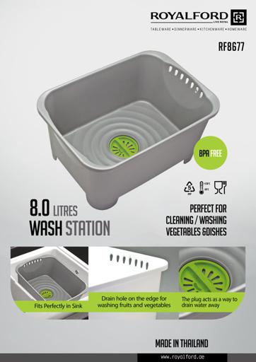 display image 5 for product Royalford Wash Station 8L - Dish Tub - Portable Washing Basin - Space Saving Pp Washtub Retractable