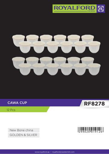 display image 1 for product Royalford 12 Pcs Bone China Gold With Silver Line Cawa Cup - Scratch-Resistance - Sturdy & Creative